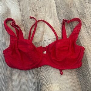 Red Textured Bathing suit top